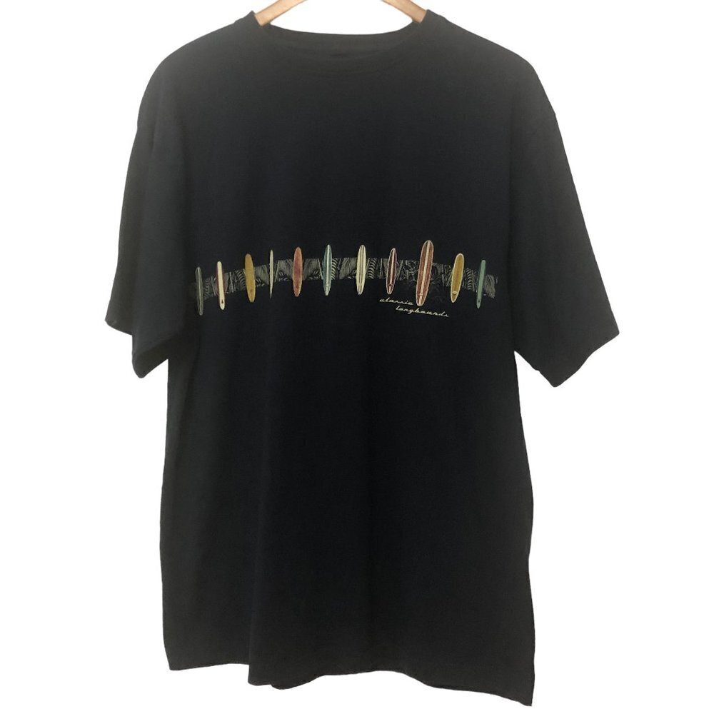 Classic Longboards Surfer Black Graphic Tee Men's Size L 42-44 EUC 100% Cotton